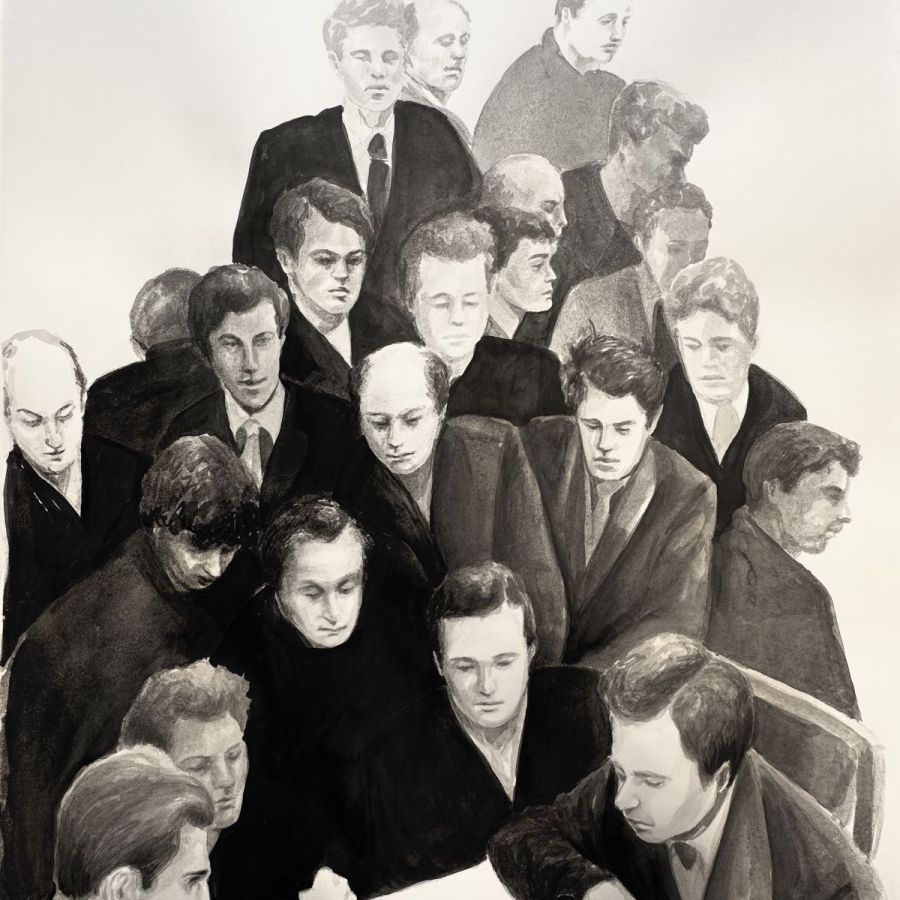 Dilan Demirbağ, Chess, 2025, Kağıt üzerine mürekkep, 70 x 100 cm.
