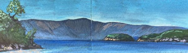 Expanse, 2025, Guaj Gouache on Found Paper, 6,5 x 20 cm.