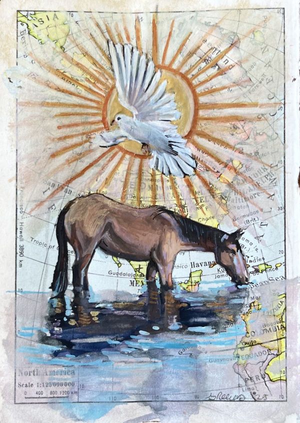 Still, 2025, Gouache on Found Paper, 11 x 8 cm.