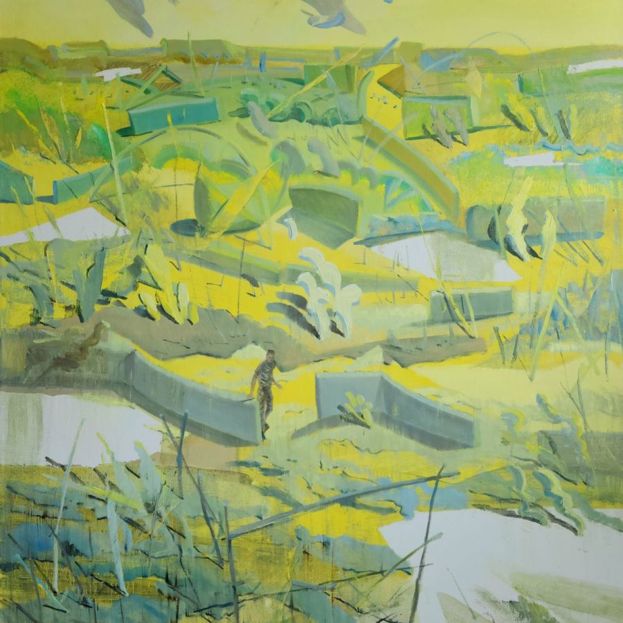 Yusuf Şengür, "The Man in the Yellow Garden", 2023, Oil on canvas, 150 x 130 cm.