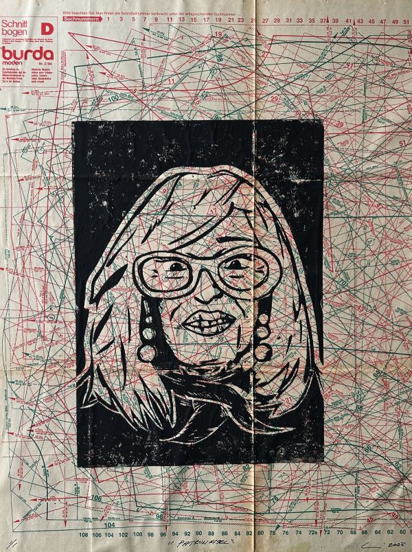 Aysel Patron, 2025, Linol Baskı Patron kağıt, Bristol üzerine yerleştirme -  Ed. 1/10., çerçeveli: 76 x 55 cm. / Çerçevesiz: 57 x 42 cm.