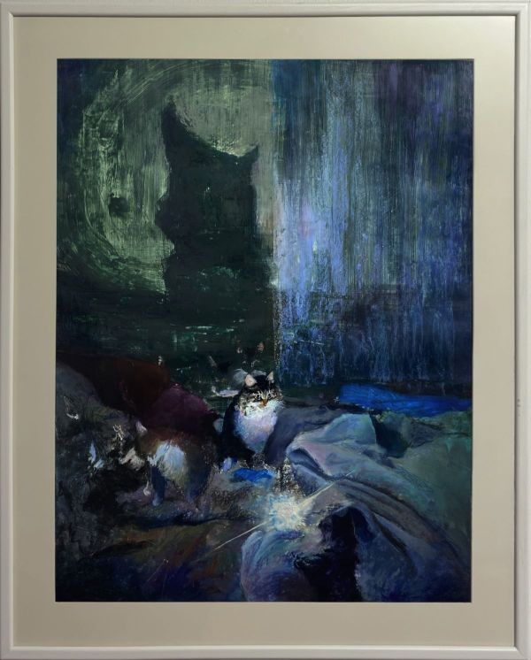 Echoes of a Shadow, 2025, Mixed media on paper, 71 x 57.5 cm.