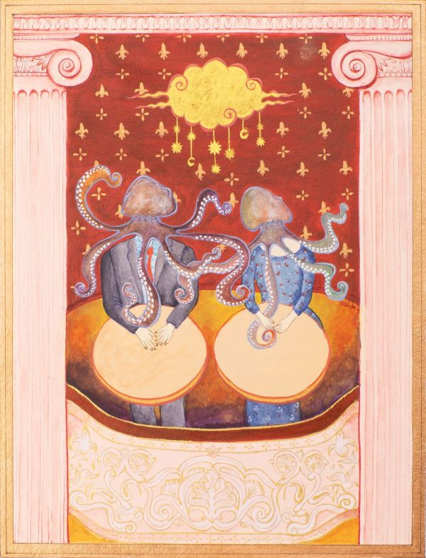 Spring Blossom, 2025, Watercolor, acrylic paint, gouache on mat board, 30 x 35 cm.