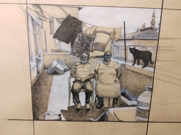 Untitled, 2015, Black pen on paper, 55 x 70 cm.