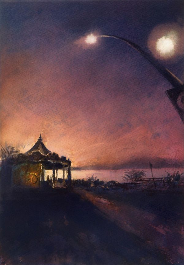 Arrival in Catania, 2025, Ink on paper, 24 x 18 cm.