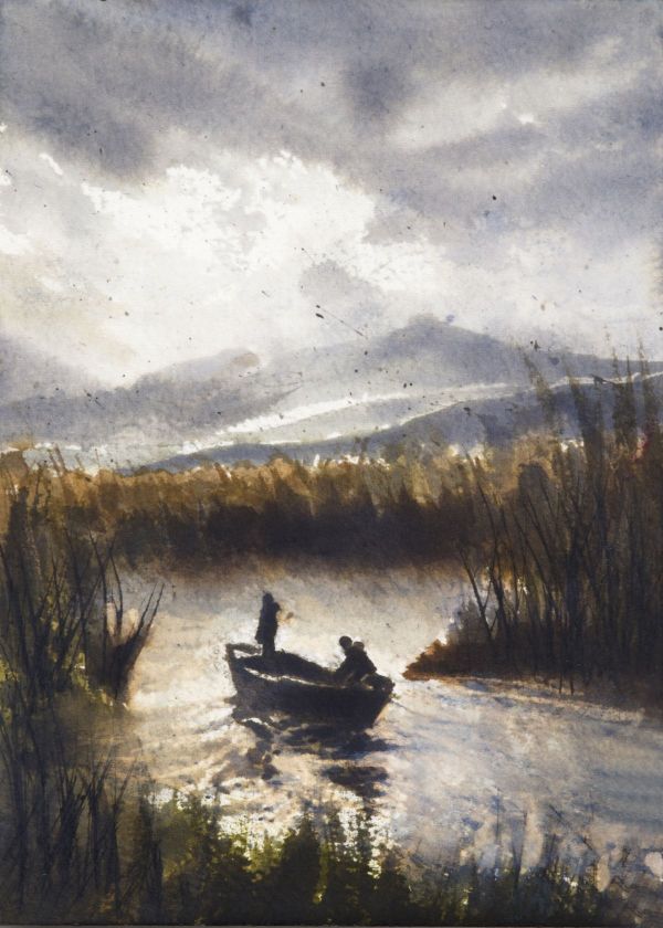 Pamvotida Lake, 2024, Ink on paper, 18 x 24 cm.