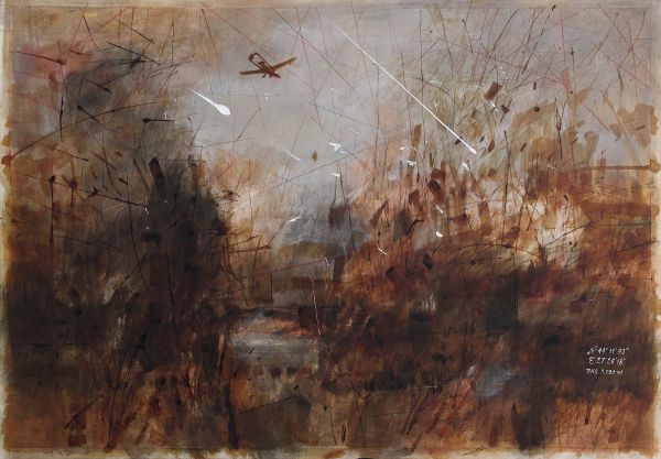 Drone, 2022, Mixed media on paper, 70 x 100 cm