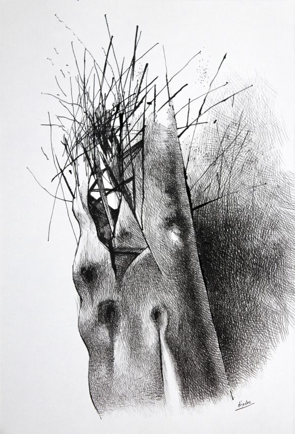 Prop ("Absentpaedia" series), 2023, Ink on paper, 27 x 19 cm.