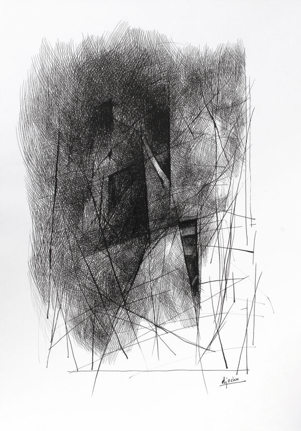 Composition II ("Absentpaedia" series), 2019, Ink on paper, 35 x 27 cm.