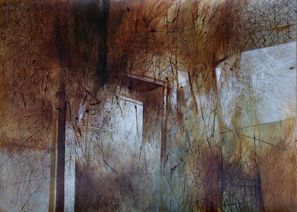 Gate, 2023, Mixed media on paper, 50 x 70 cm.