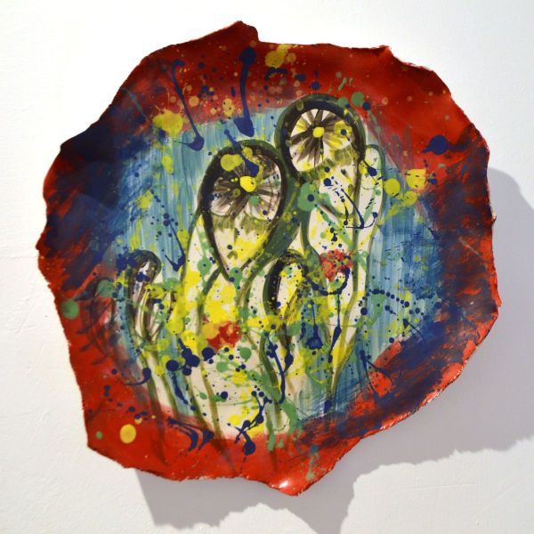 White Figure, 2023, White stoneware, brush decor, hand sculpting, 43 x 4 cm