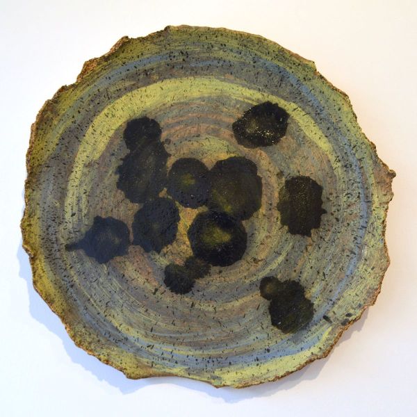 Black Drop, 2023, Ceramic, brush decor, hand sculpting, 40 x 4 cm