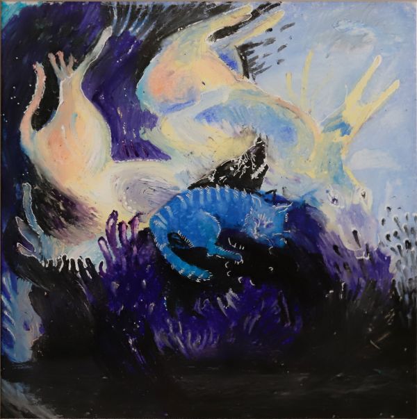 Beyond the Arrowslit, 2022, Soft pastel on paper, 46,5 x 46,5 cm