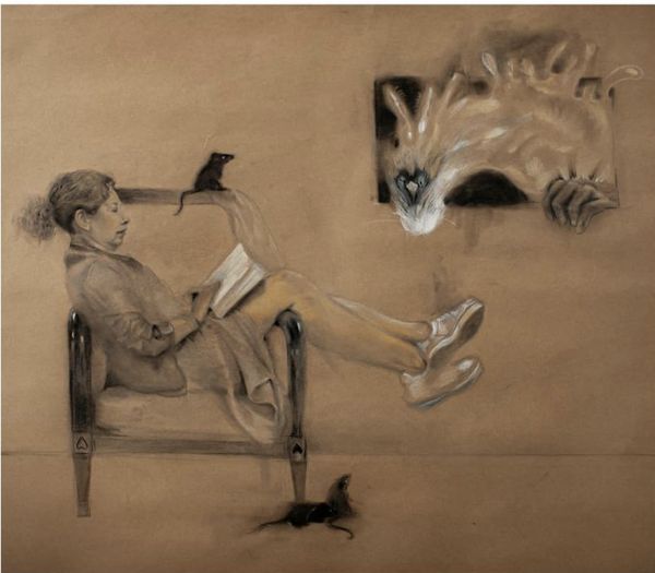 Conditional Visitors, 2022, Soft pastel on paper, 37 x 42 cm