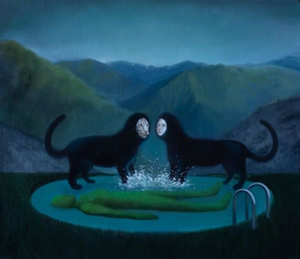 Still Drying From My Splashy Funeral., 2025, Oil on canvas, 30 x 40 cm.