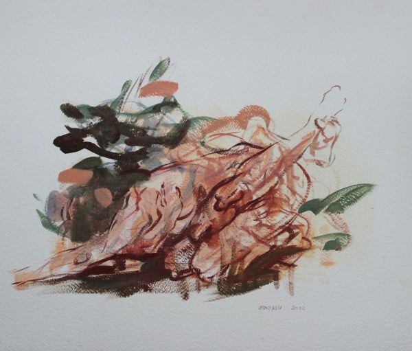 Untitled, 2022, Oil on paper, 36 x 40 cm.