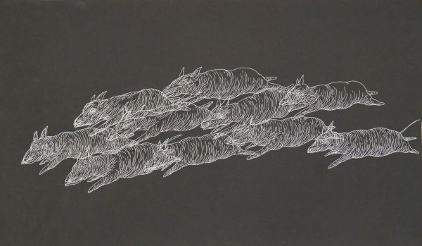ATTACK 1, 2026, Ink on paper, 29,5 x 50 cm.