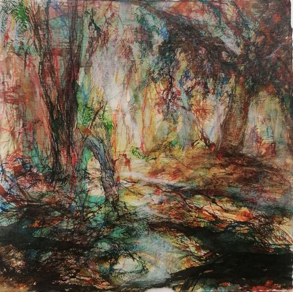 Untitled, 2018, Ecoline on paper, 24 x 24 cm.