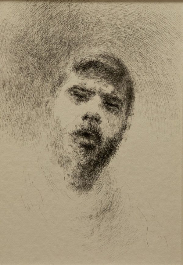 Self-portrait, 2015, Ink pen on cardboard, 14 x 10 cm.