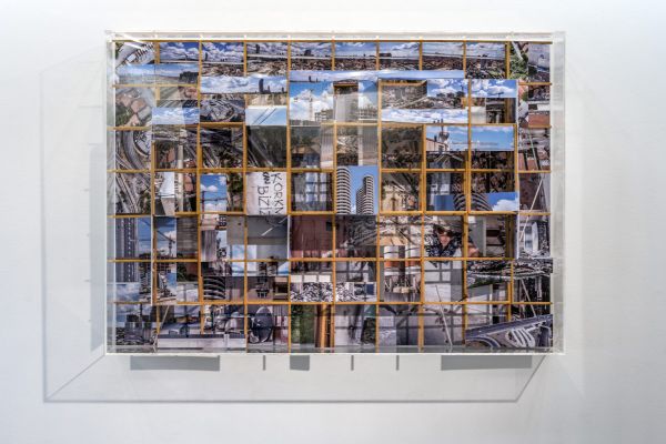 Abysmal - Excess, 2016, 3D Grid Collage of Wooden Sticks and Cardboard Mounted Photos, Plexi Box, 71 x 101,5 x 10,5 cm.