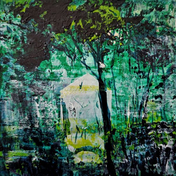 Places You're Not 002, 2017, Acrylic on panel, 10 x 10 cm.