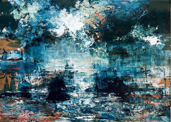 Journey, 2019, Acrylic on panel, 30 x 42 cm.