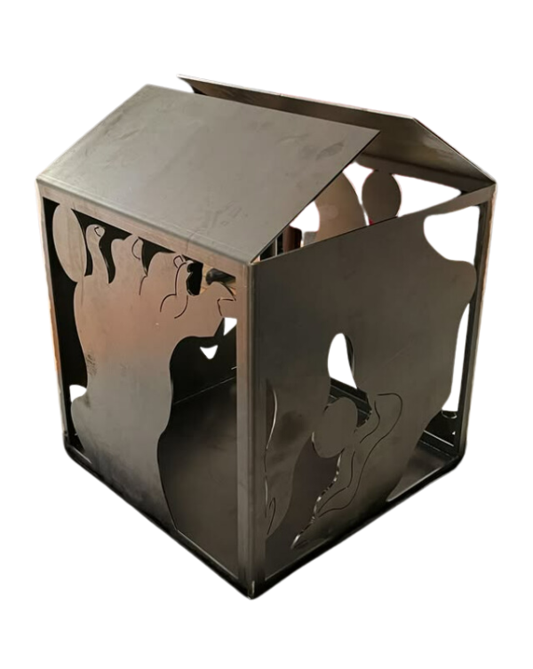 We'll Pick Up the Rest Later, 2024, Laser cut on 3mm black sheet metal, 50 x 40 x 40 cm.