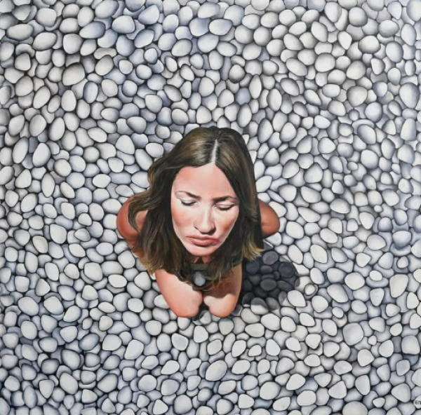 Don’t Look Back, 2023, Oil on acrylic, 100 x 100 cm.