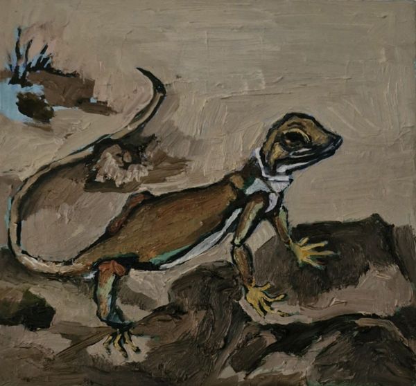 A Miniature Dinosaur, 2024, Oil on canvas, 20 x 20 cm.
