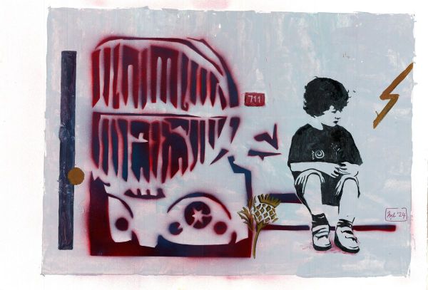 Untitled, 2024, Mixed media on paper, 38 x 56 cm.