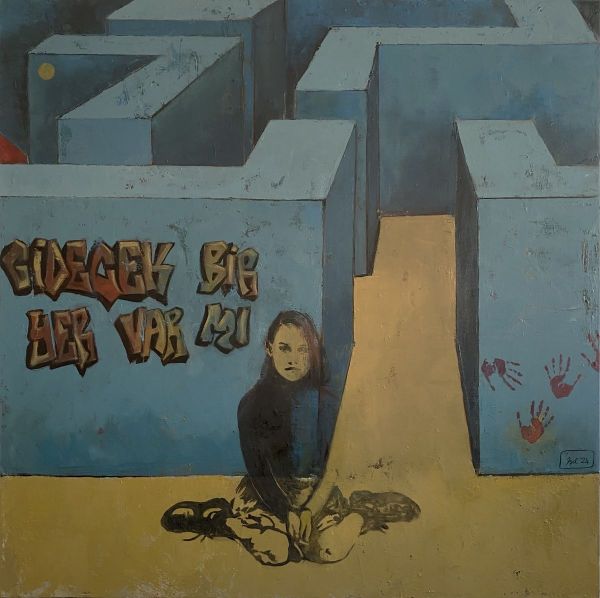 Is There A Place To Go, 2024, Oil on canvas, 100 x 100 cm.