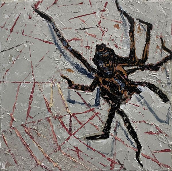 Crystallized in the Darkness of the Cave, 2024, Oil on canvas, 20  x 20 cm