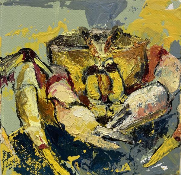 Only Crustaceans Remained, 2024, Oil on canvas, 15 x 15 cm.