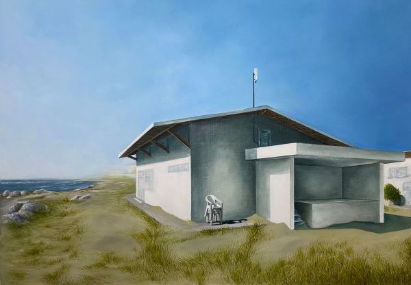 Chairs and Coffee Tables, 2023, Oil on canvas, 70 x 100 cm.