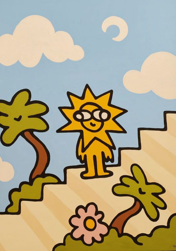Steps, 2026, Acrylics and marker on canvas, 60x80 cm