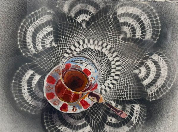 Conversation 2, 2018, Mixed technique on paper, 34 x 42 cm.