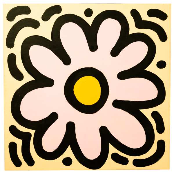 Floret, 2023, Acrylics and marker on canvas, 40x40