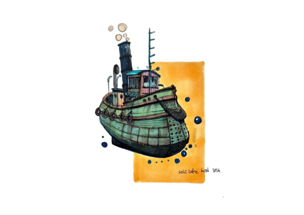 Boat III, 2024, Marker on paper, 17 x 13.5 cm