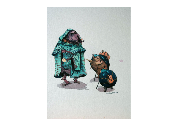 Mr. Black Market Beetle, 2018, Watercolor on paper, 23x 16 cm