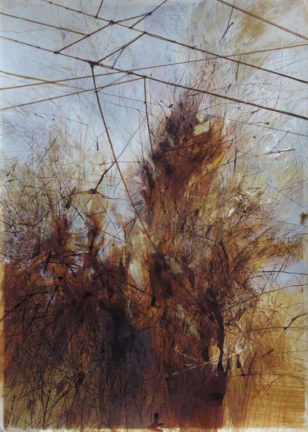 Power Grid, 2023, Mixed media on paper, 70 x 50