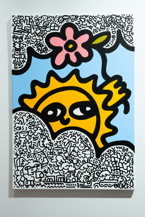 Doodle Clouds, 2024, Acrylics and marker on canvas, 35X50