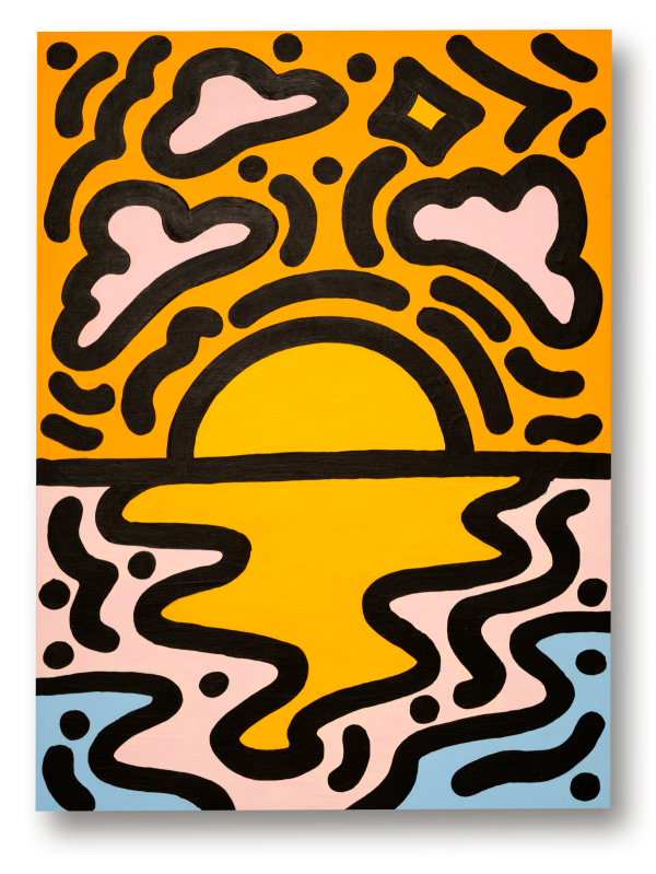 Sunset, 2023, Acrylics and marker on canvas, 50x70