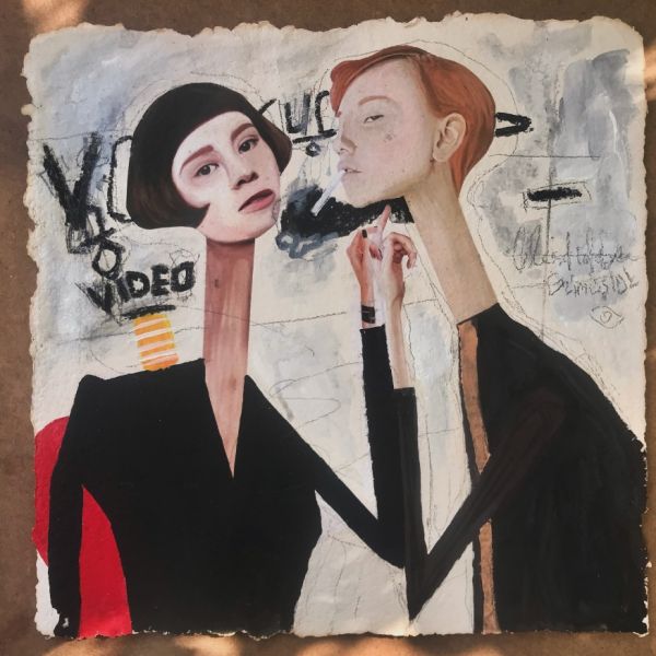 Bodrum Coincidence, 2024, Acrylic & Mixed media on handmade paper (by artist), 40 x 40 cm