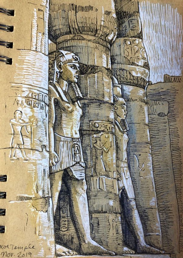 Egypt Sketch II, 2019, Mixed media on paper, 13 x 18 cm.