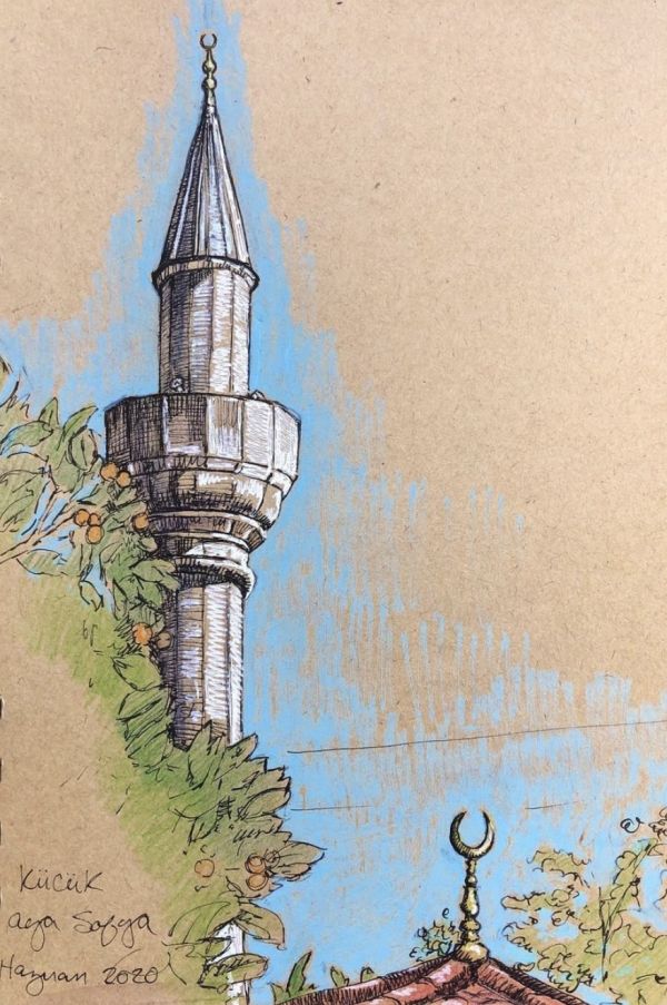 Little Hagia Sophia, 2020, Pen and acrylic pen on paper, 15 x 20 cm.