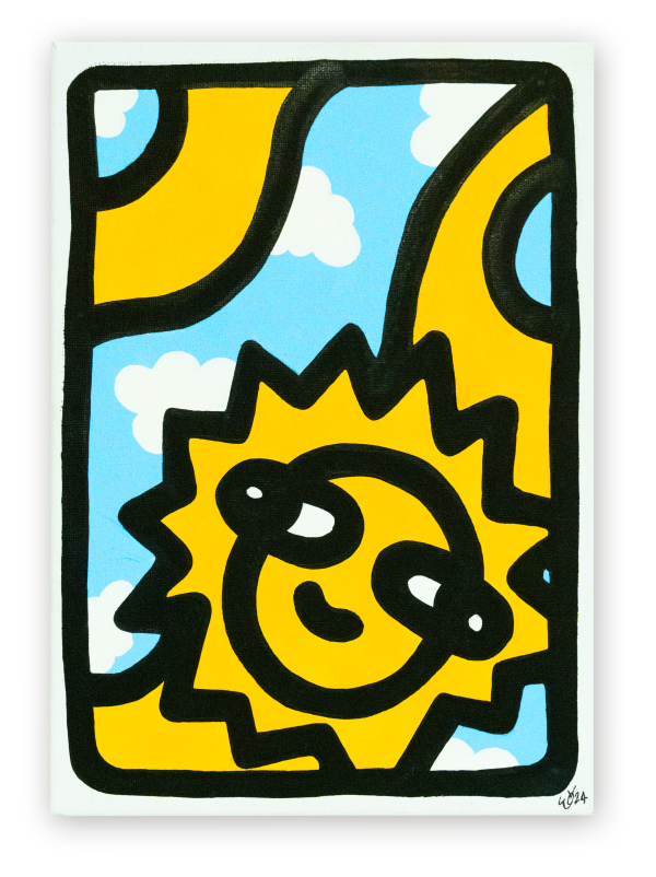 Sun, 2024, Acrylics and marker on canvas, 35x25