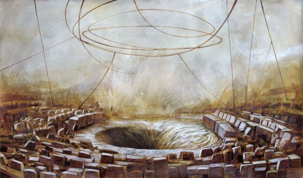 Destiny Chromosome, 2023, Mixed media on paper, 89 x 150 cm.