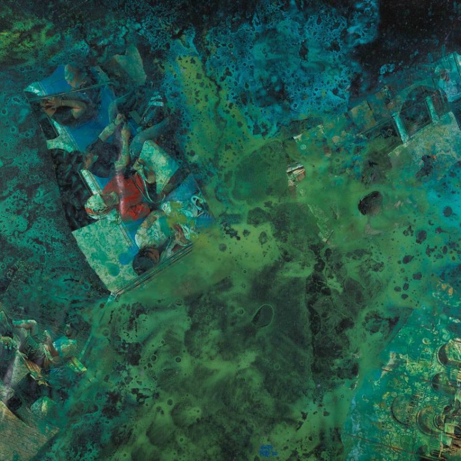 Fractal Mythologies, Green Sky, 2024, Oil on canvas, 50 x 70 cm.