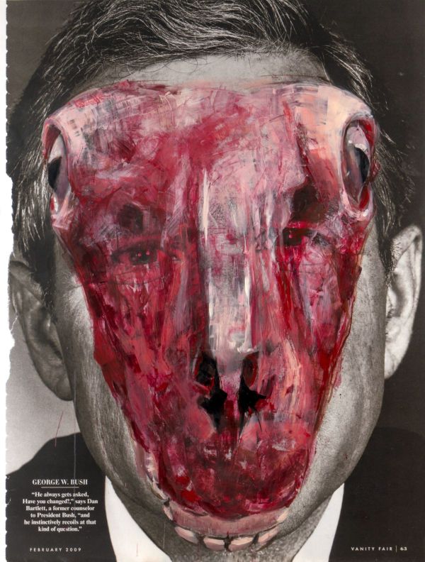 Mementomori Bush, 2016, Oil on c-print, 138 x 103 cm