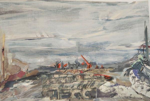 Afterwards, 2025, Mixed technique on paper, 8 x 12 cm.